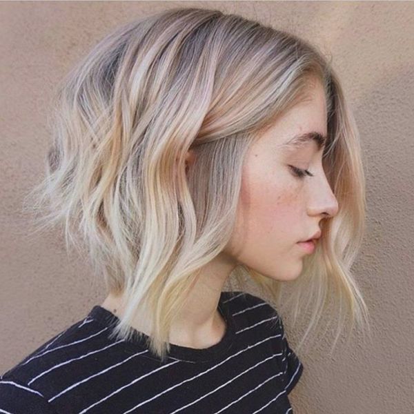 Glossy Blonde Bob with Jagged Ends