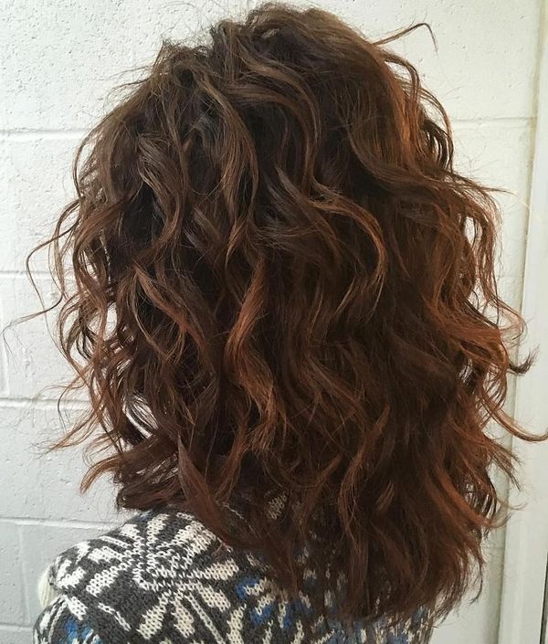 Brown Lob with Caramel Balayage